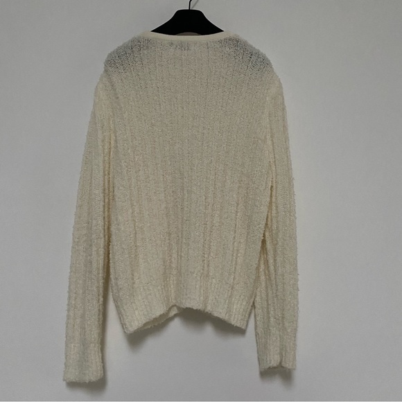 FE Design Vintage Boucle Buttoned Down Sweater Large Ivory - Picture 8 of 10